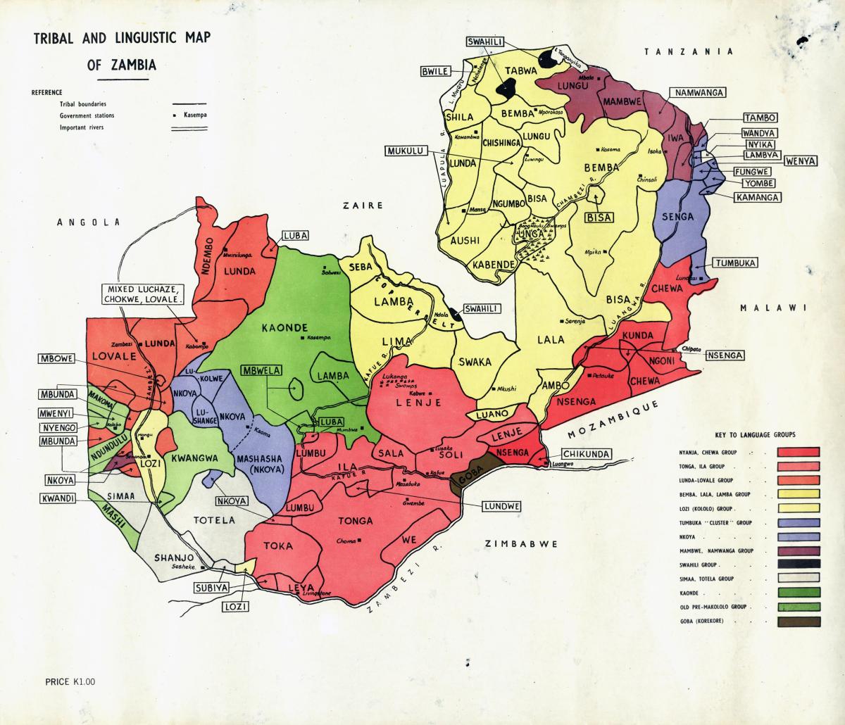 Mapa Zambian plemena