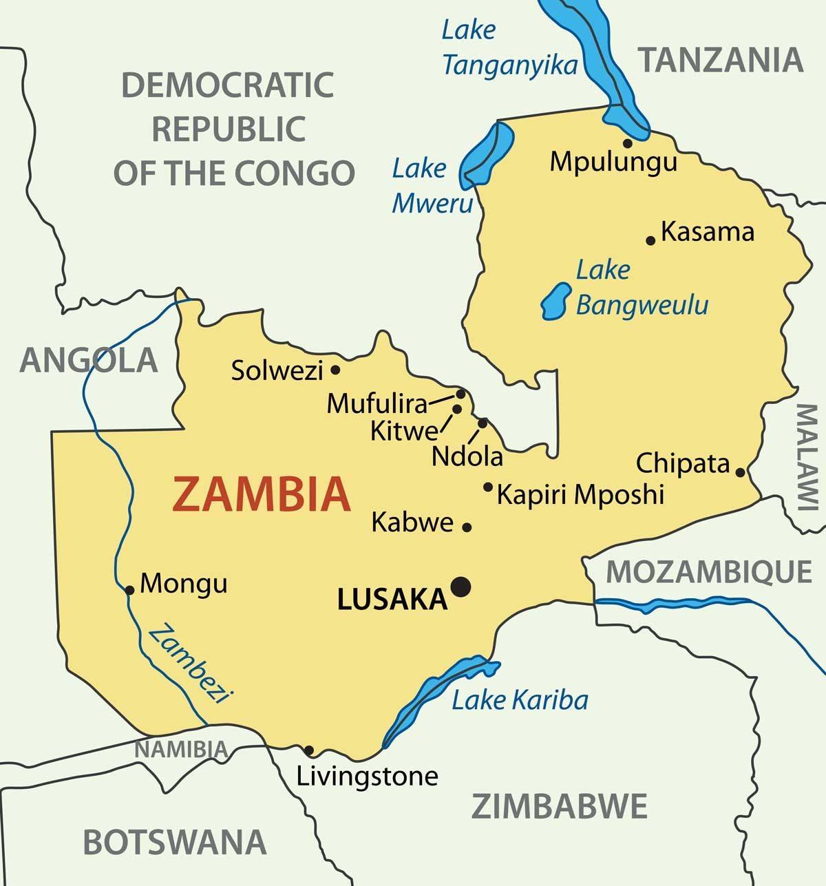 Mapa kitwe Zambija