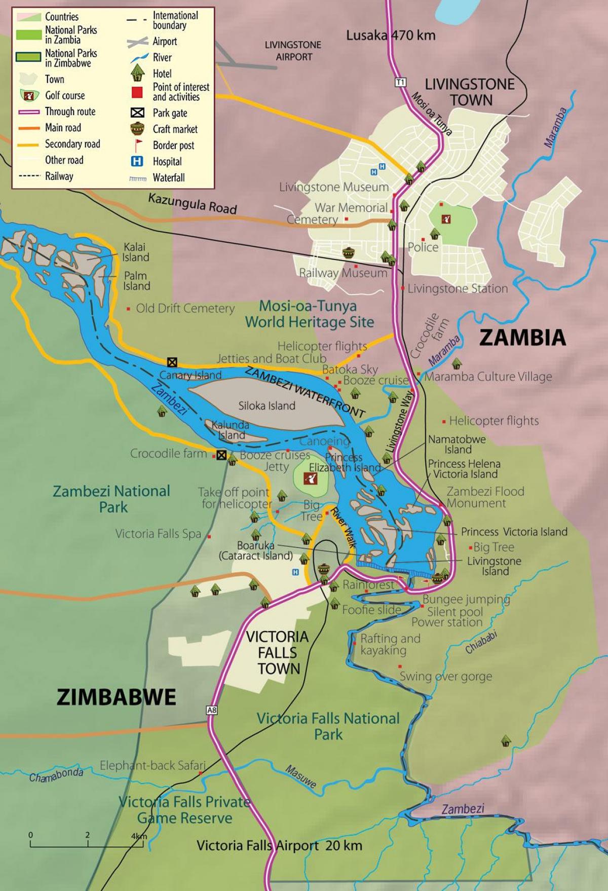 mapa livingstone gradu Zambija